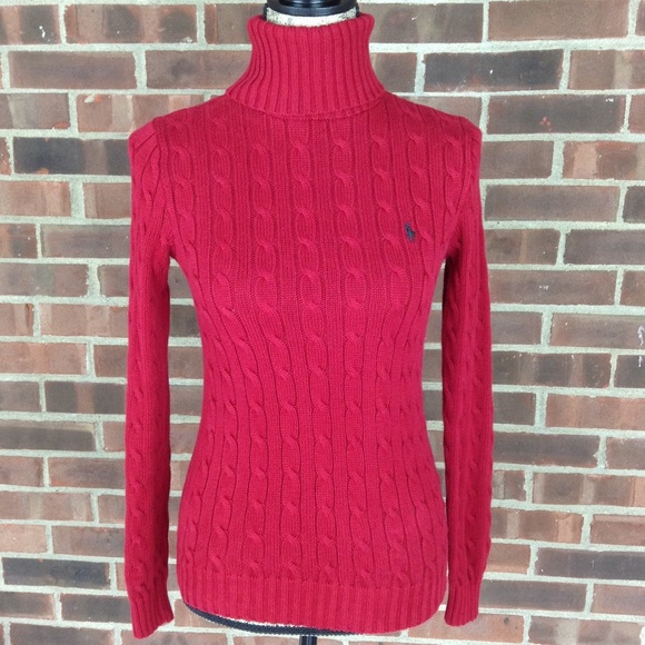 ralph lauren red turtleneck sweater